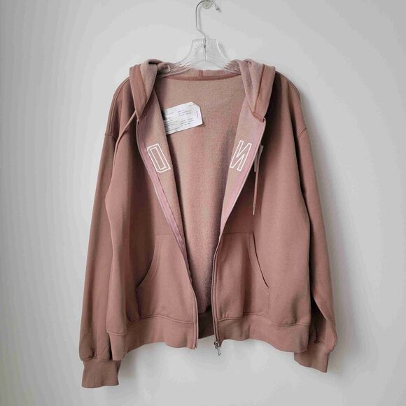 NEW Old Navy Gray Logo Zip Hoodie Front Pockets Drawstrings Unisex Raglan XL - Picture 6 of 9